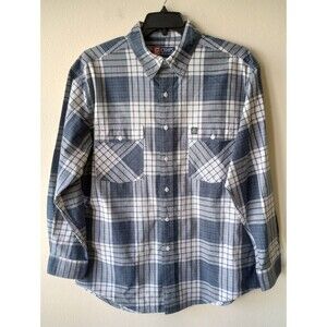 Chaps by Ralph Lauren Men's Shirt L Blue/White Plaid Long Sleeve Button Up